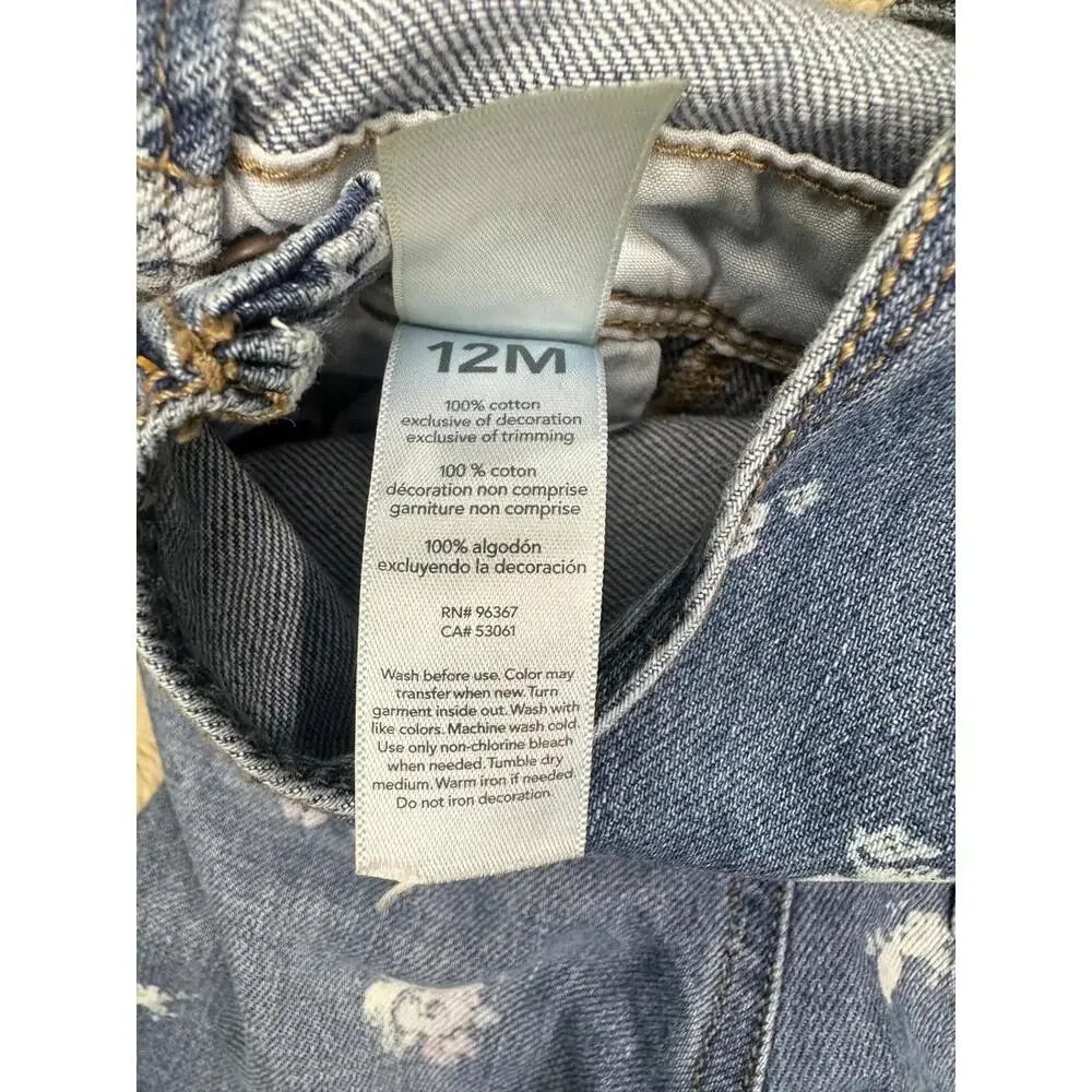 OshKosh B'gosh Vestbak classic floral snap leg bib-style denim overalls 12M